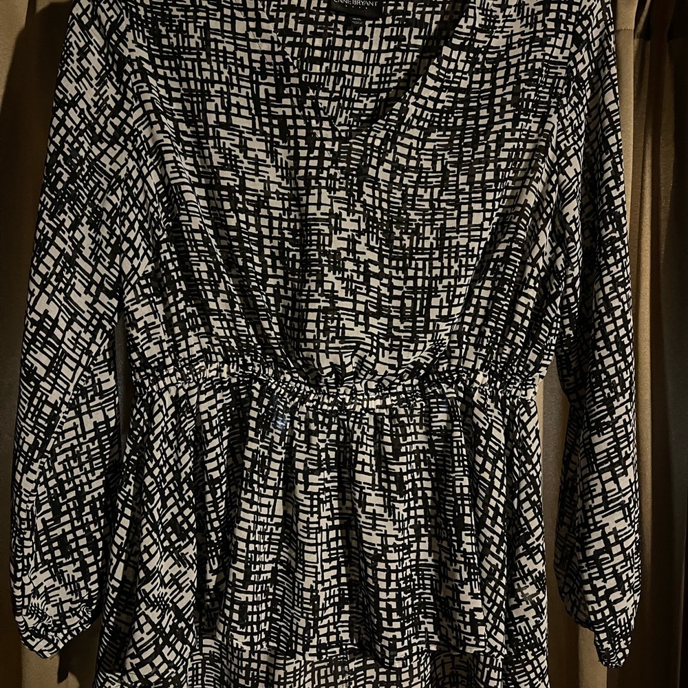 Black and White Lane Bryant Peplum Top - Size 14/16